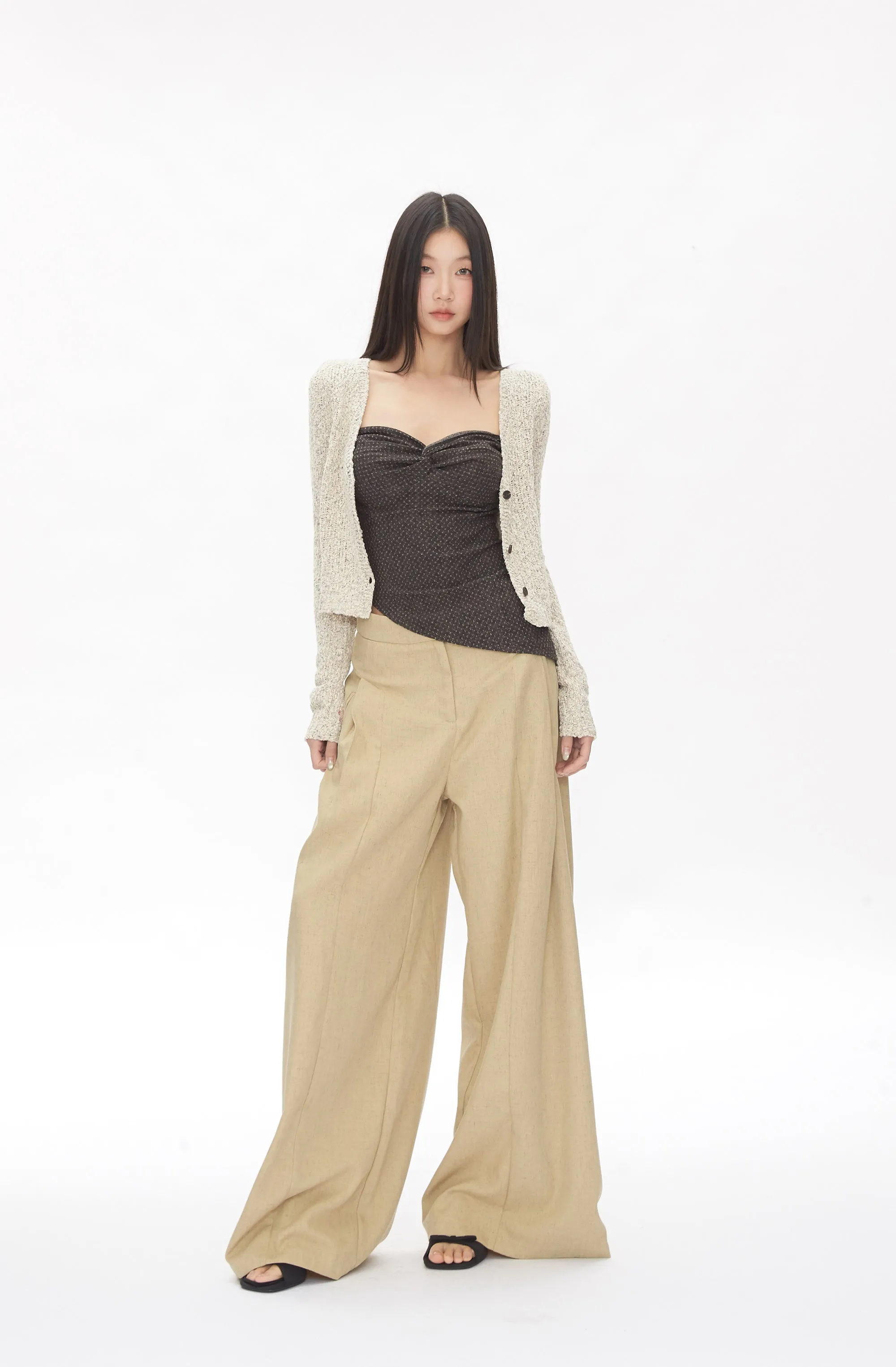 khaki wide-leg pants