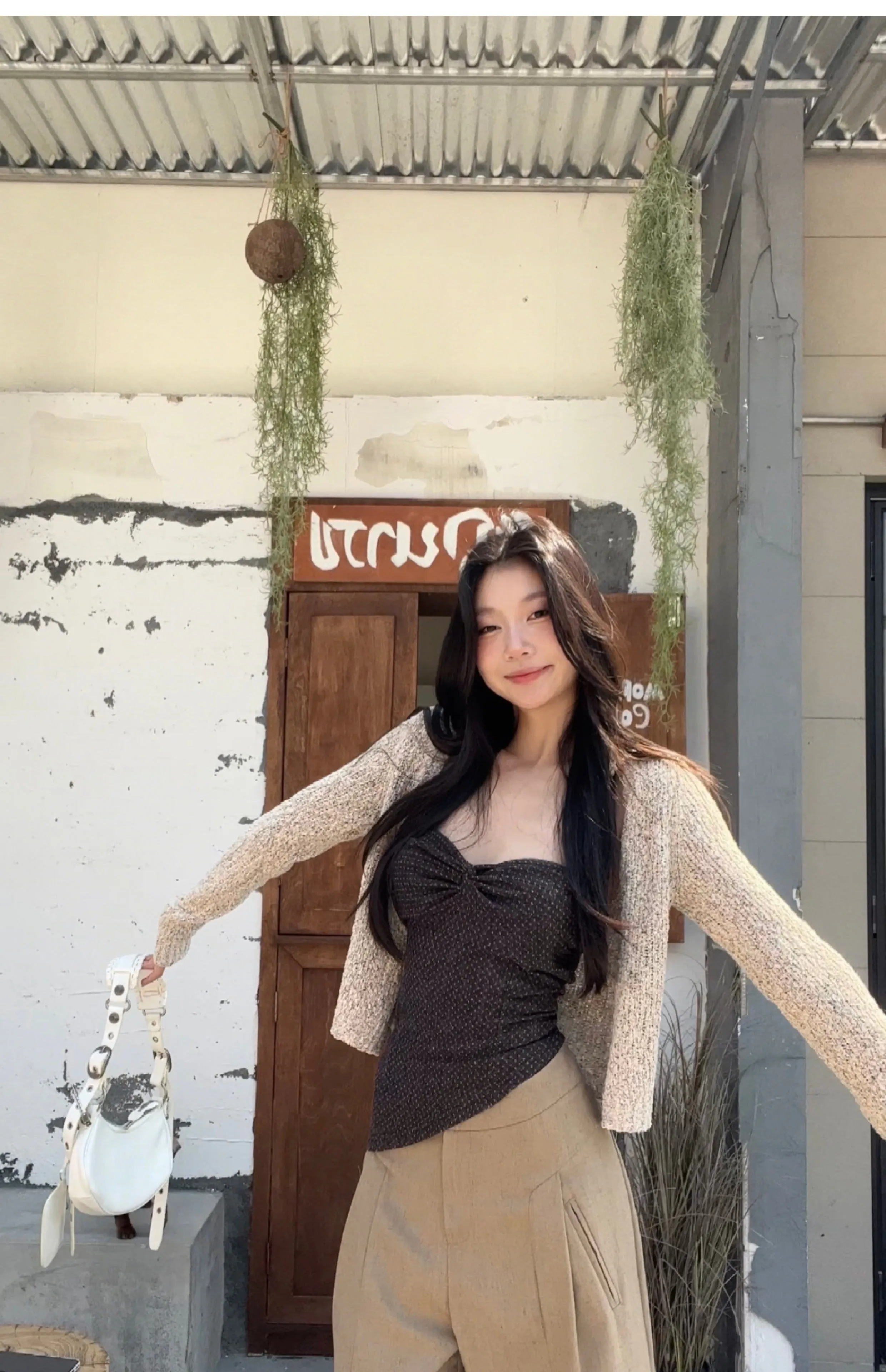 khaki wide-leg pants
