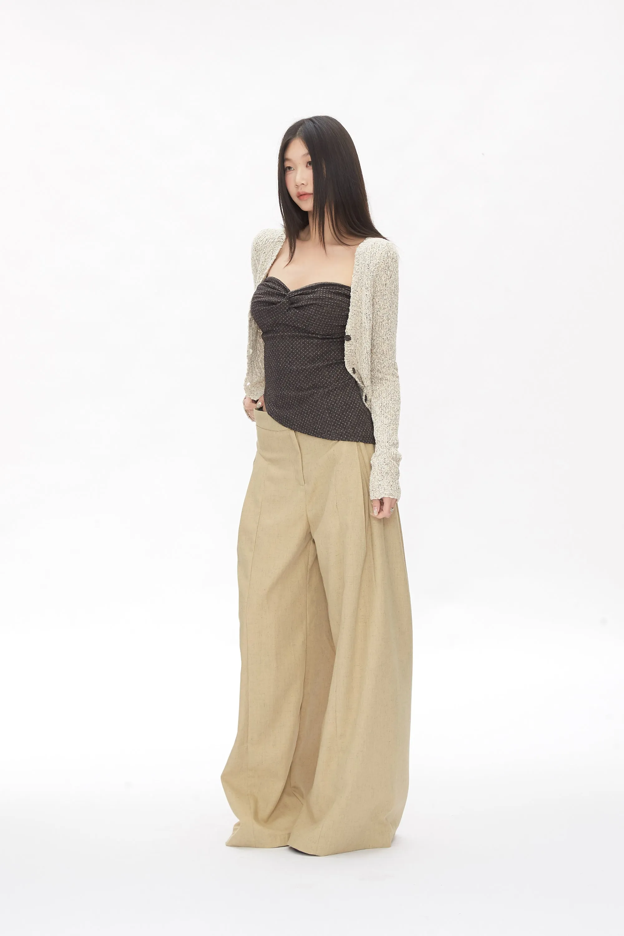 khaki wide-leg pants