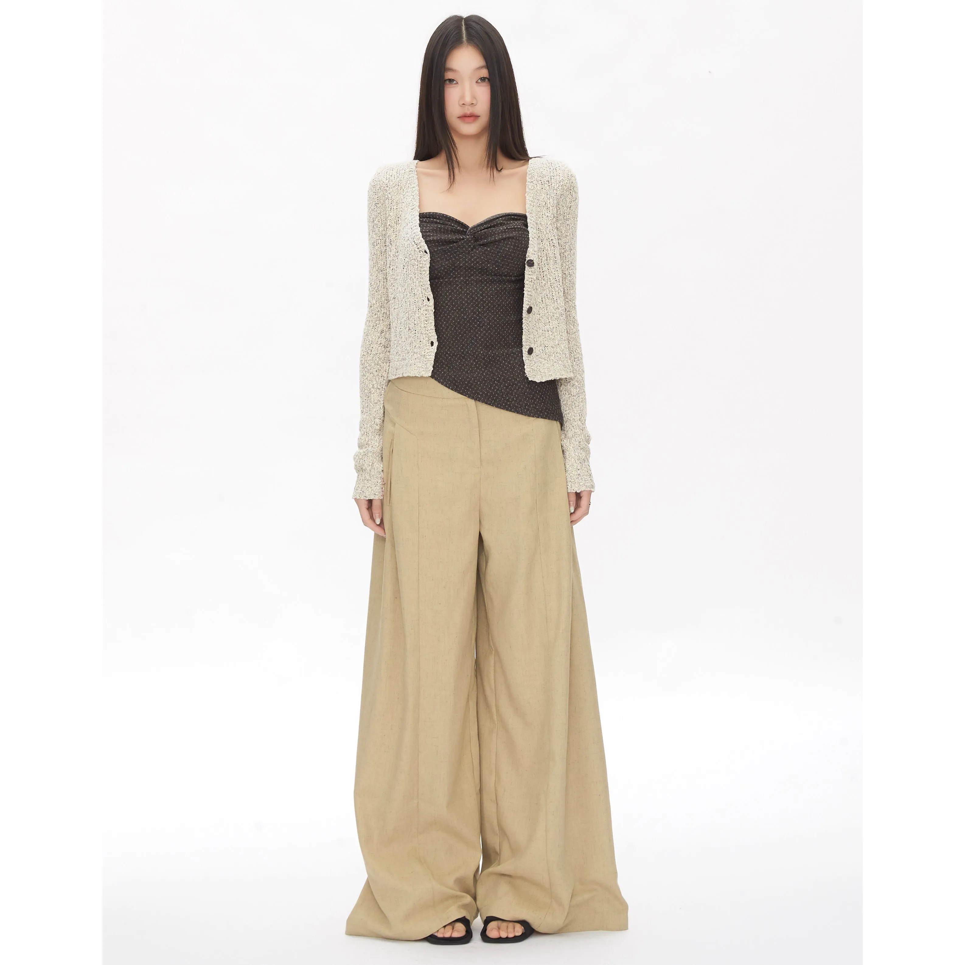 khaki wide-leg pants