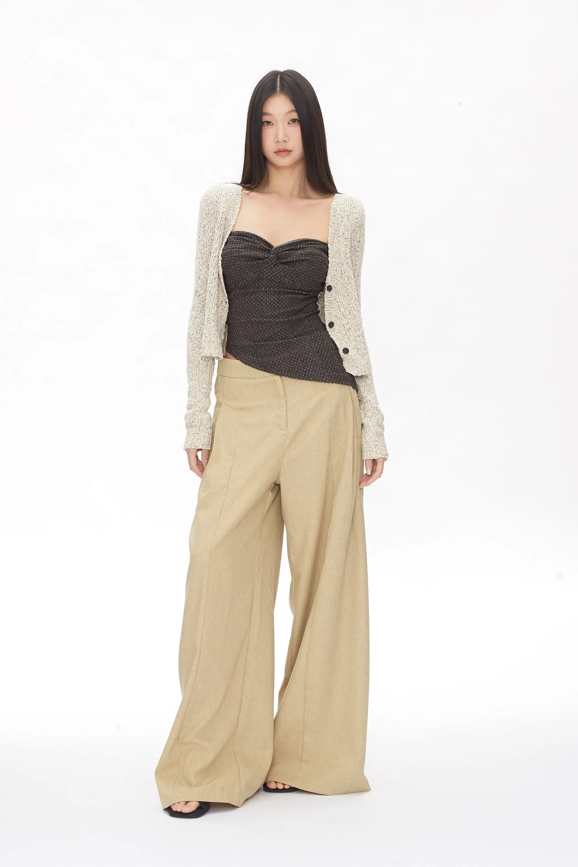 khaki wide-leg pants