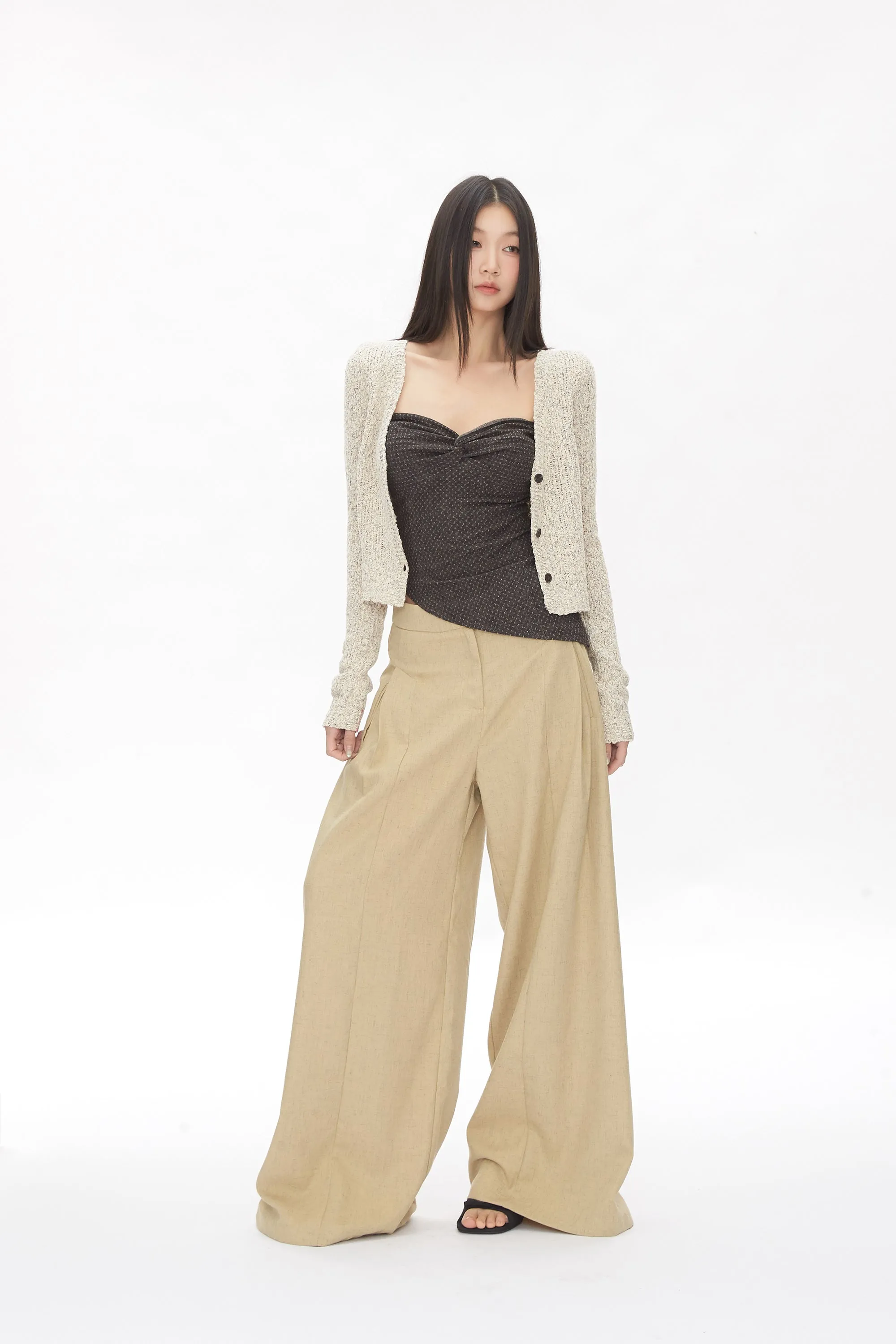 khaki wide-leg pants