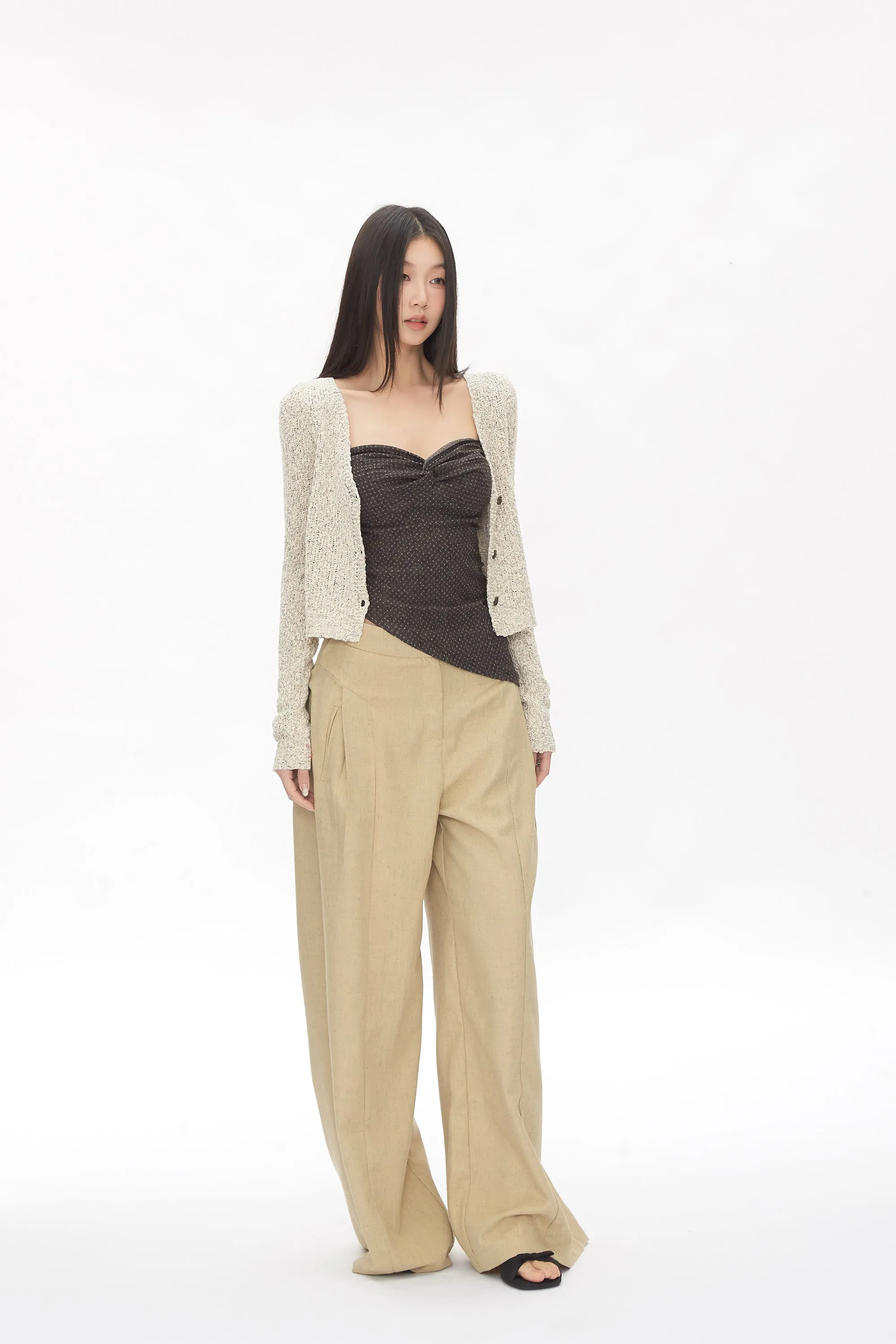 khaki wide-leg pants