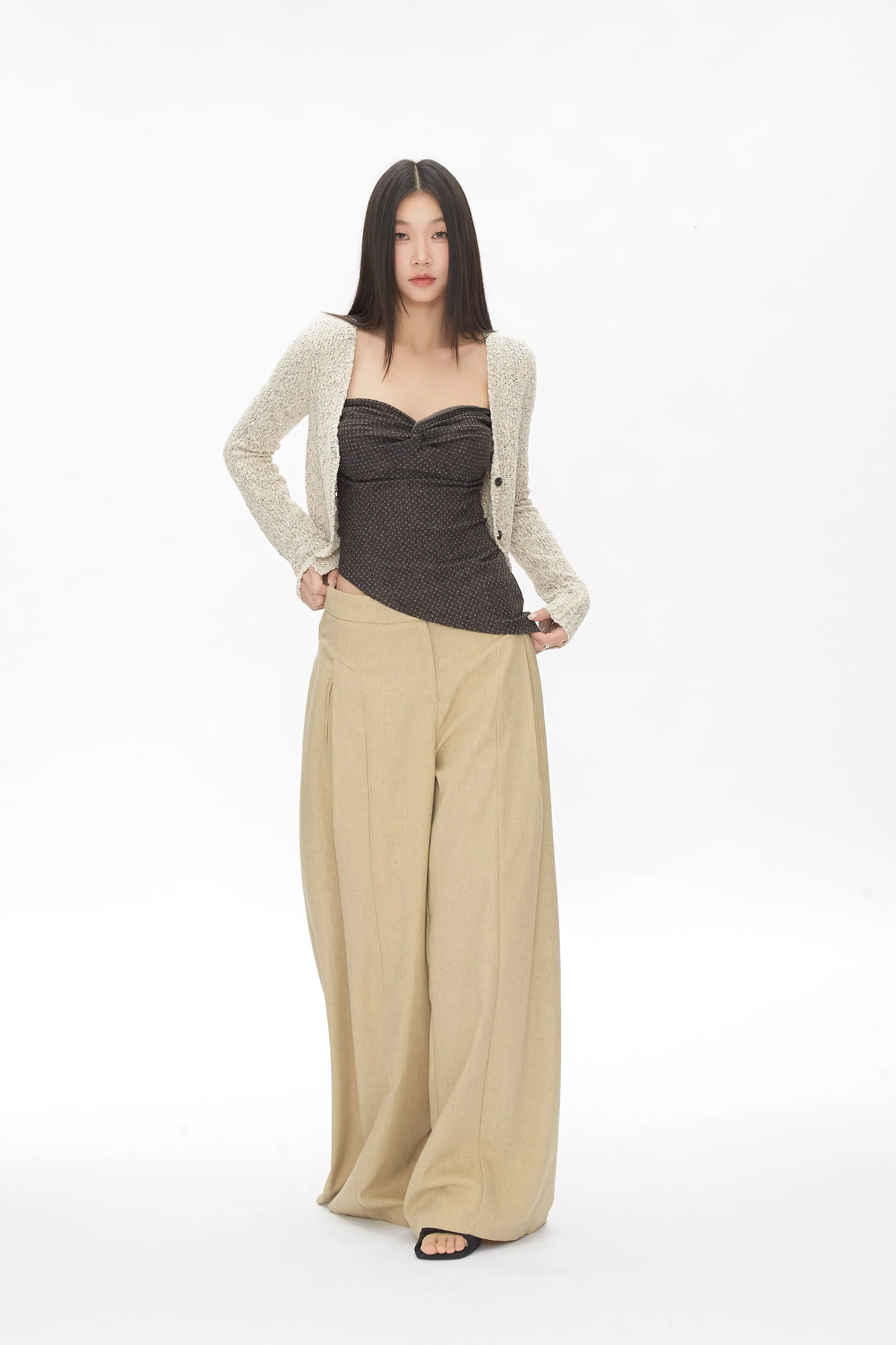 khaki wide-leg pants
