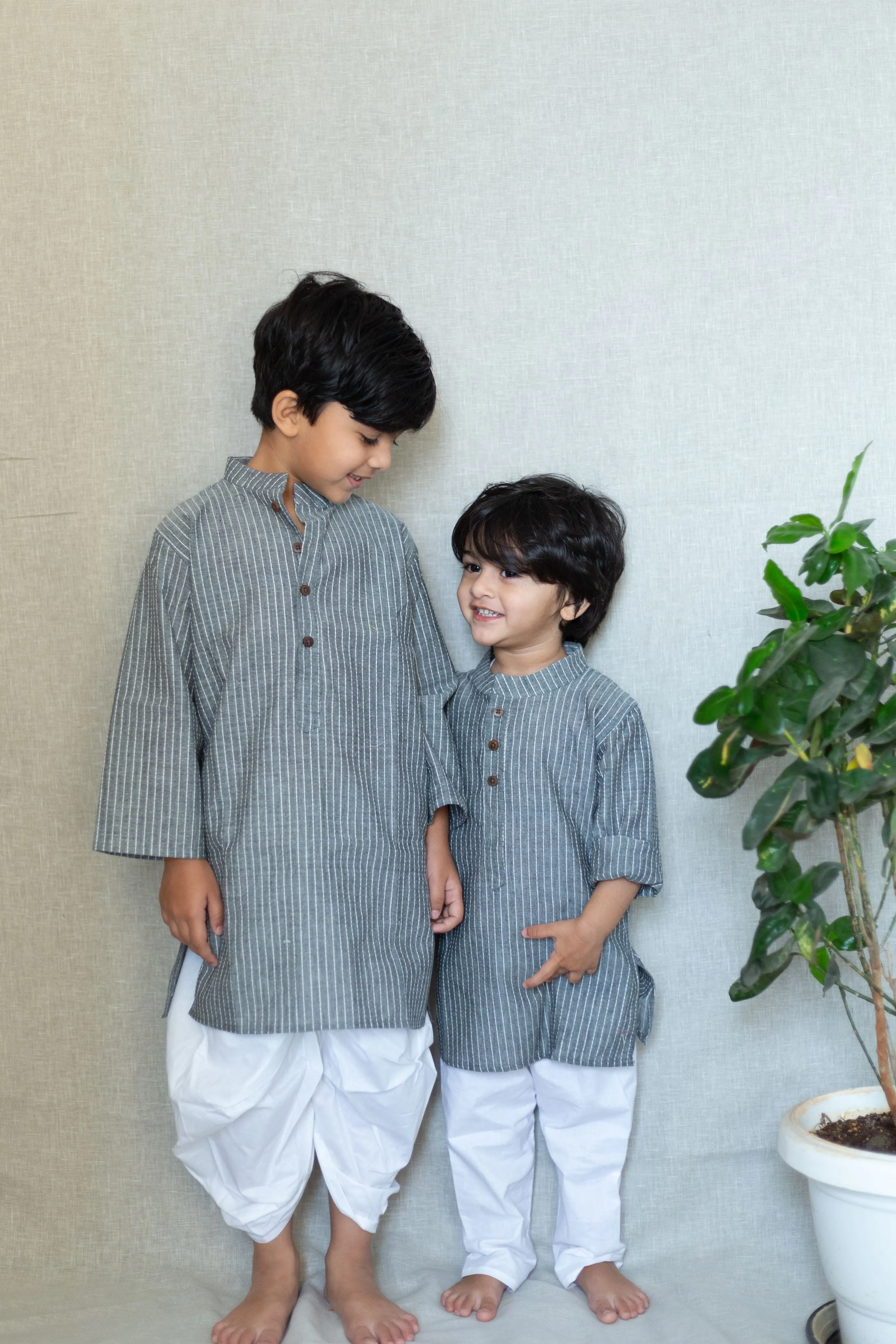 Klingaru Long Kurta - Katha Grey  ( Last Pieces ) size-1-2 Years