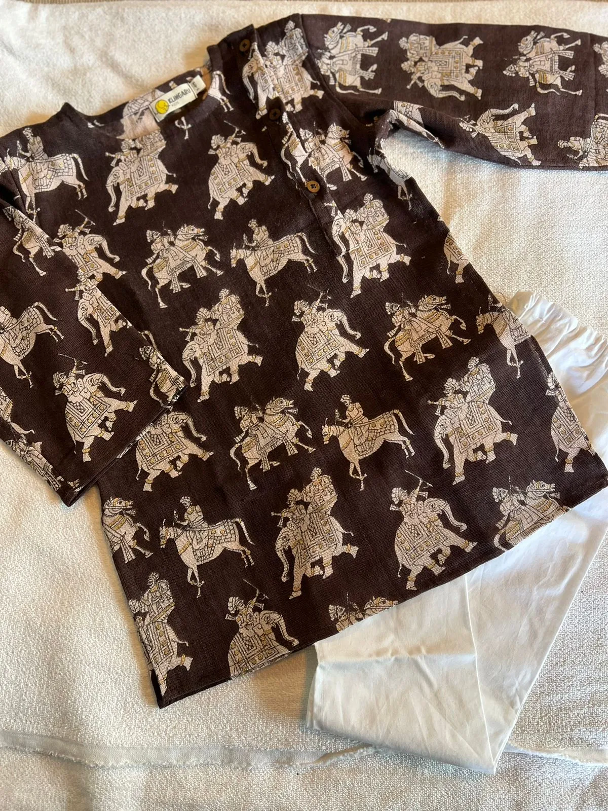 Klingaru Long Kurta - Utsav in Chocolate Brown