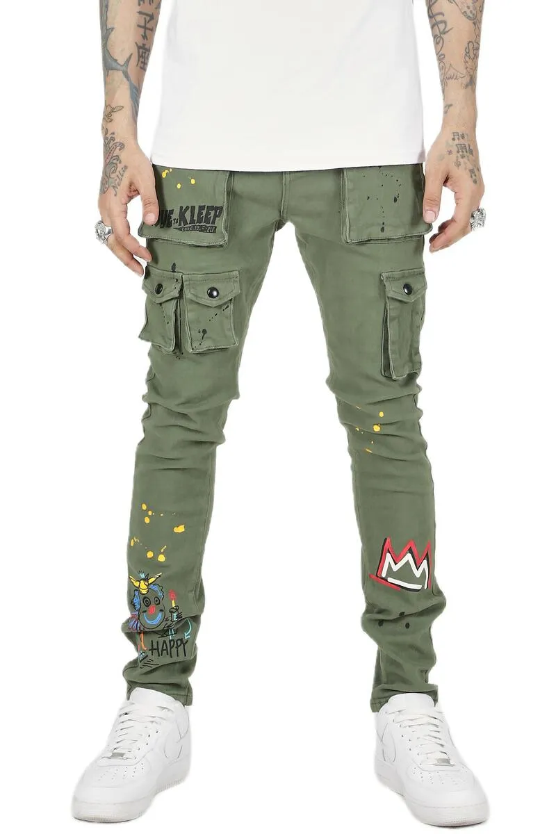 KLP-KP4430-Heavy Cargo Print Twill Pants