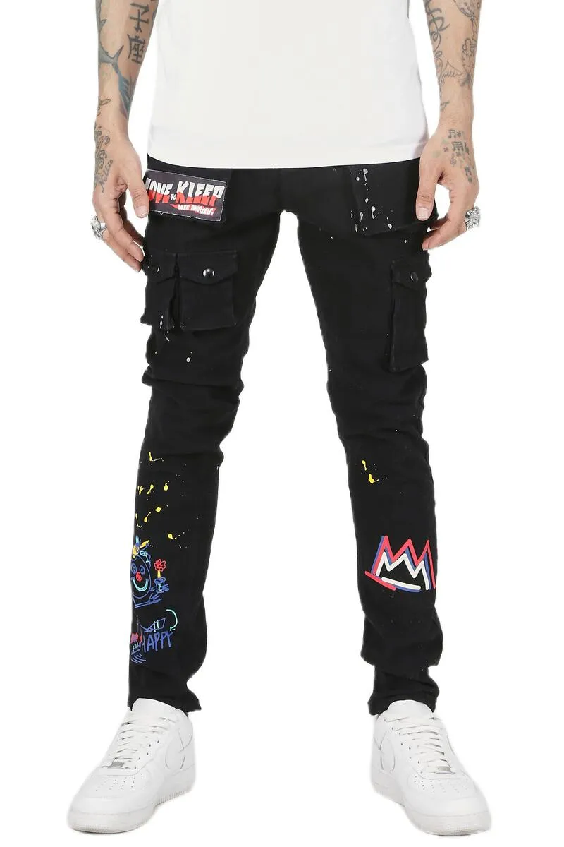 KLP-KP4430-Heavy Cargo Print Twill Pants