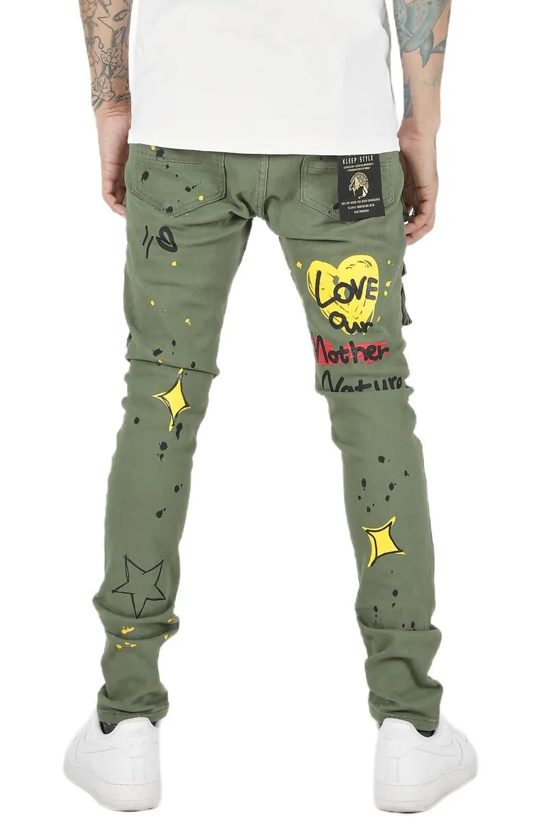 KLP-KP4430-Heavy Cargo Print Twill Pants