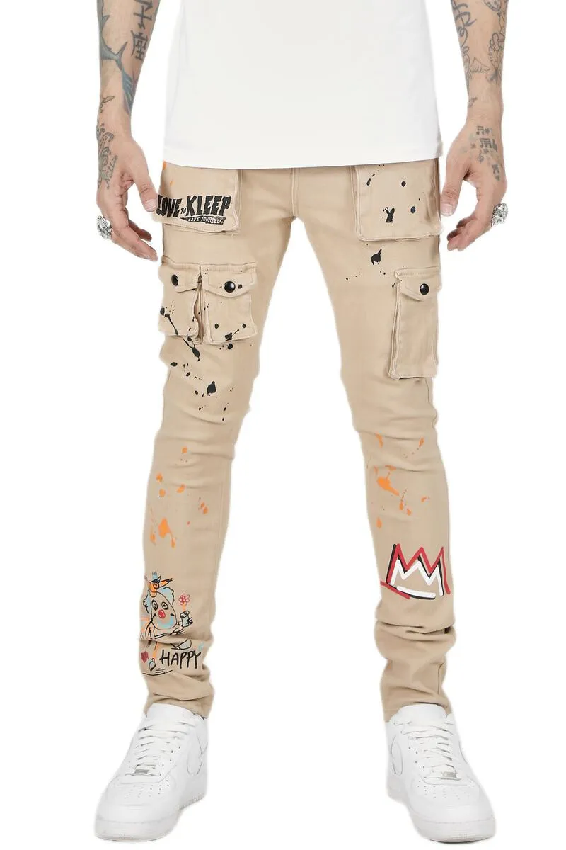 KLP-KP4430-Heavy Cargo Print Twill Pants