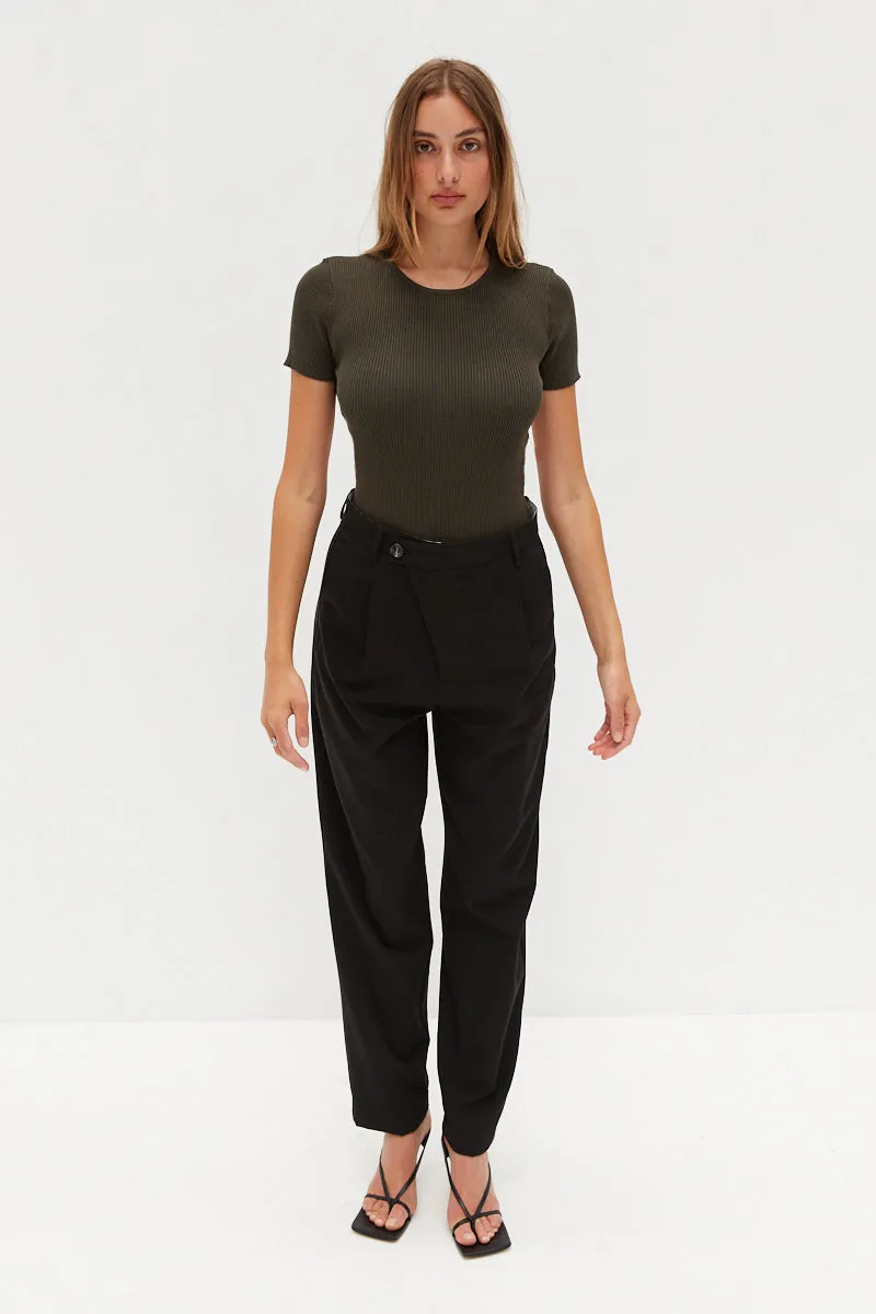 Knit October Short Sleeve Bodysuit - Khaki Green