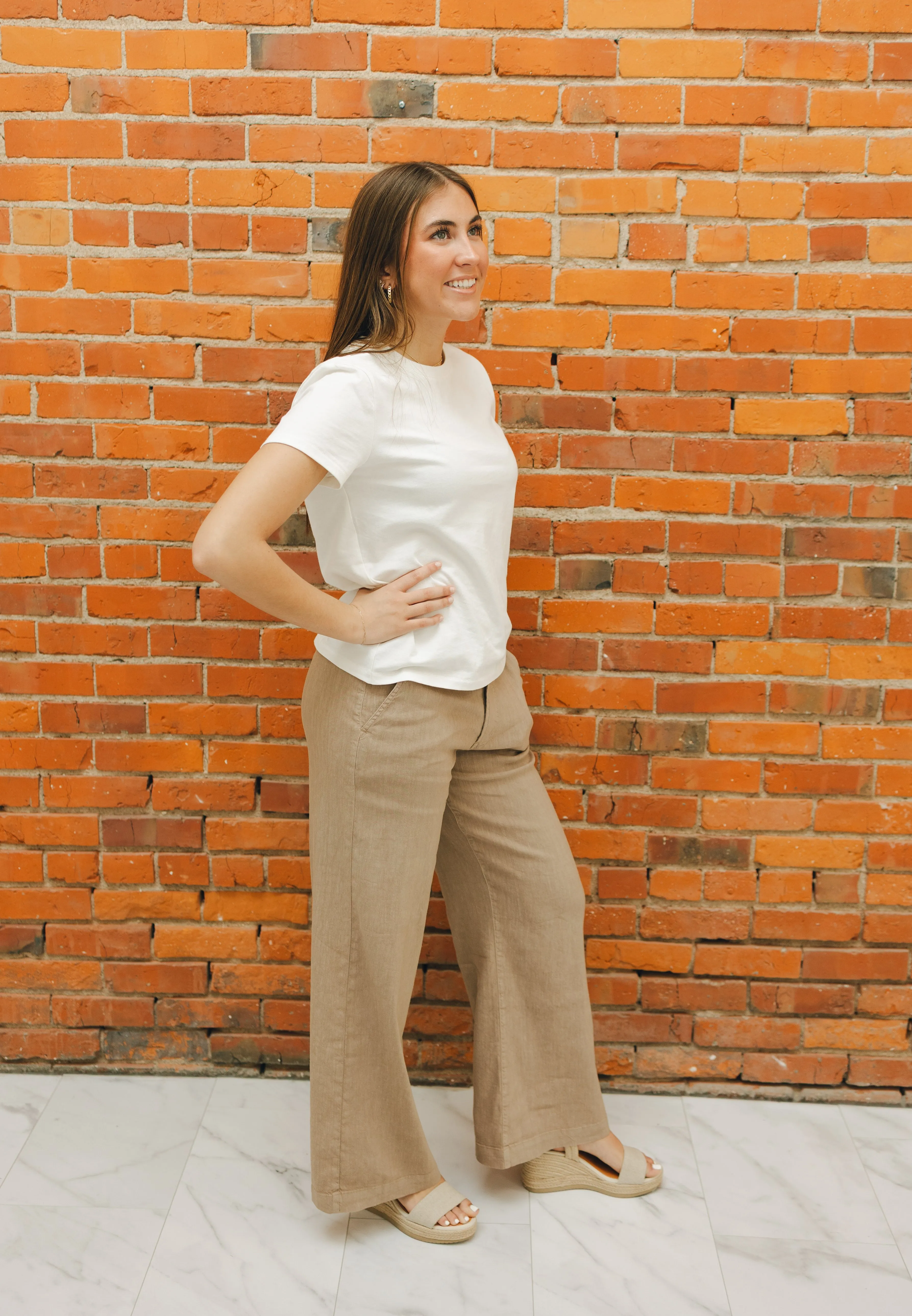 KUT Meg Linen Pant - Khaki