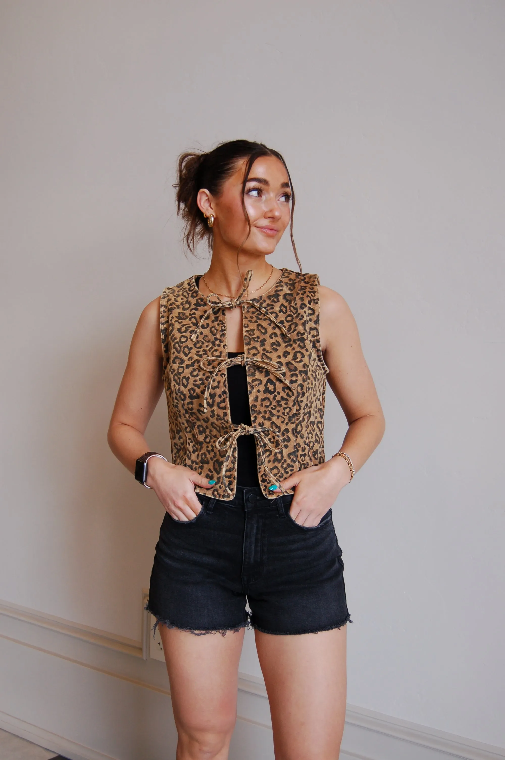 Leopard Tie Vest