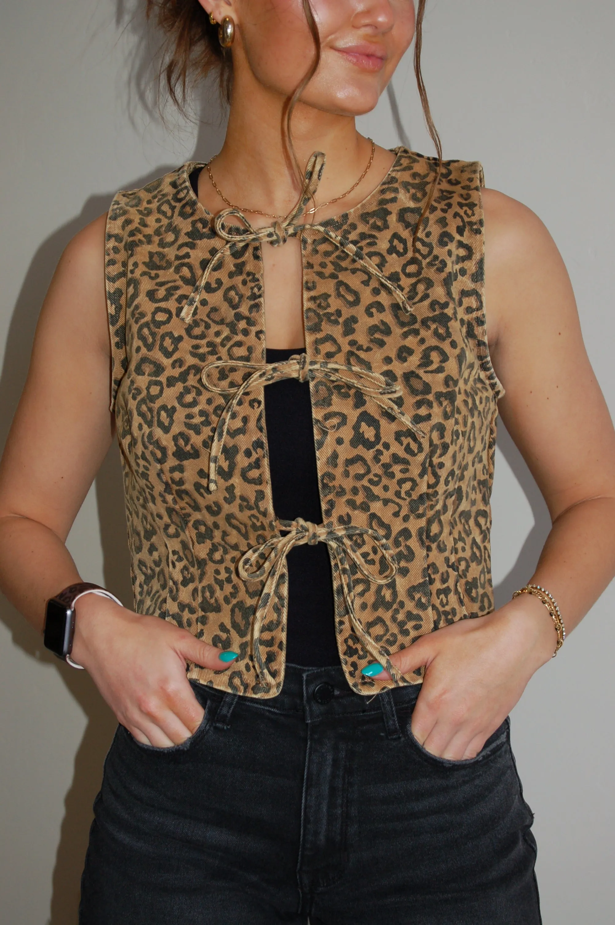 Leopard Tie Vest