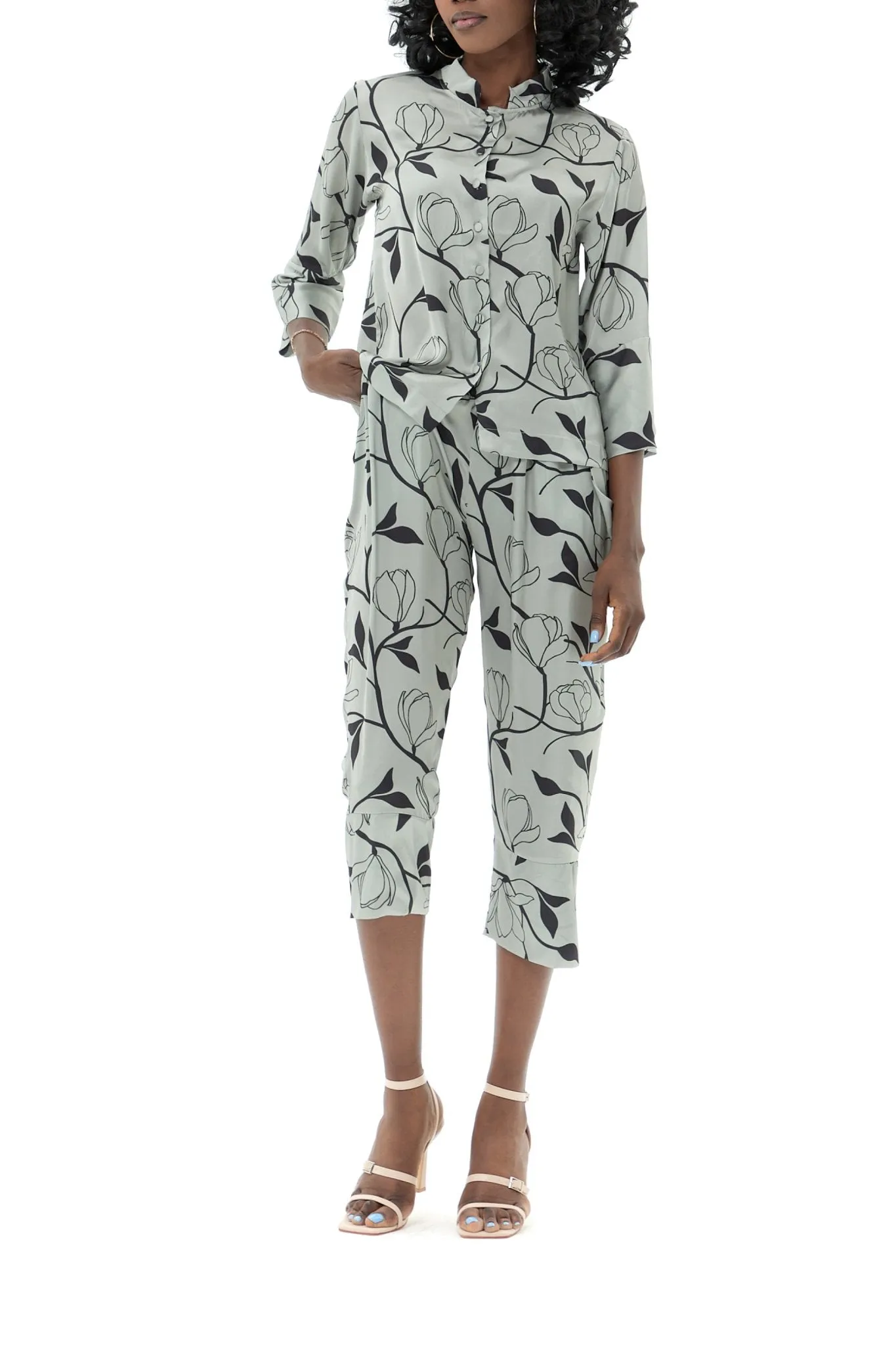 Light Gray Casual Pantsuit Set