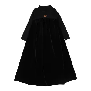Lil Legs Velour High Waisted Maxi Long Sleeve Dress - Black Crown