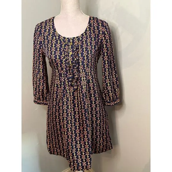 Lilly Pulitzer equestrian 100% pure silk high waisted mini dress. Sz 2