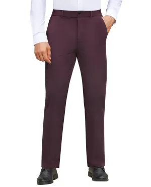 Lion Nardo Mens Stretch Dress Pants Wrinkle Free Mens Slim Fit Dress Pants Expandable Waist Suit Pants Golf Pants Men Coffee