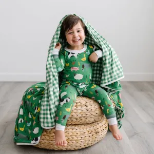 Little Sleepies - Green Farm Animals Two-Piece Bamboo Viscose Pajama Set 9/10