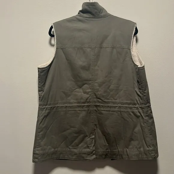L.L. BEAN Women's Olive Green Utility Sherpa Lined Vest, Size M