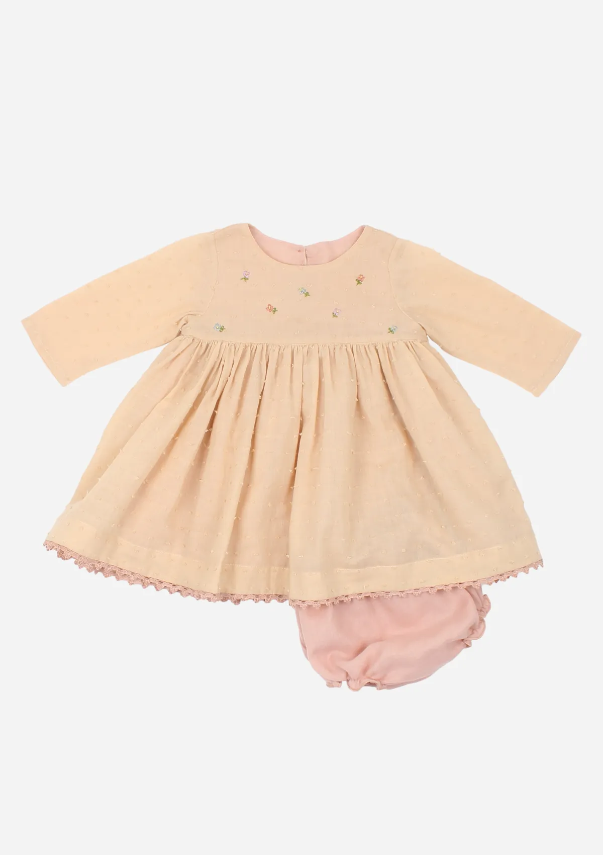 Long Sleeve Flowers in the Wind Dress, Dusty Coral