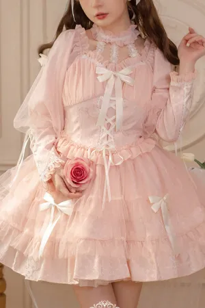 Love Overture Ruffled Bow Long Sleeves High Waisted Sweet Lolita OP Dress
