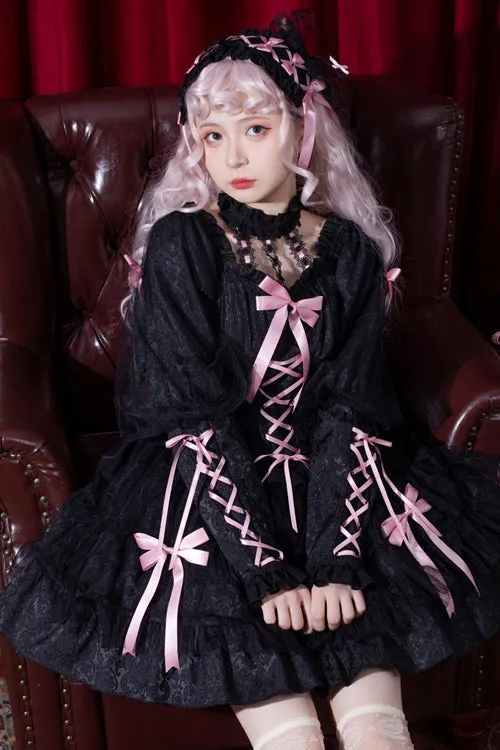 Love Overture Ruffled Bow Long Sleeves High Waisted Sweet Lolita OP Dress