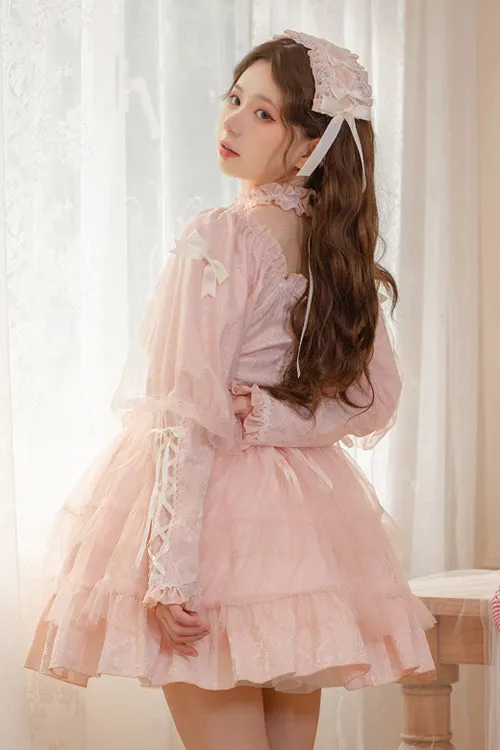Love Overture Ruffled Bow Long Sleeves High Waisted Sweet Lolita OP Dress