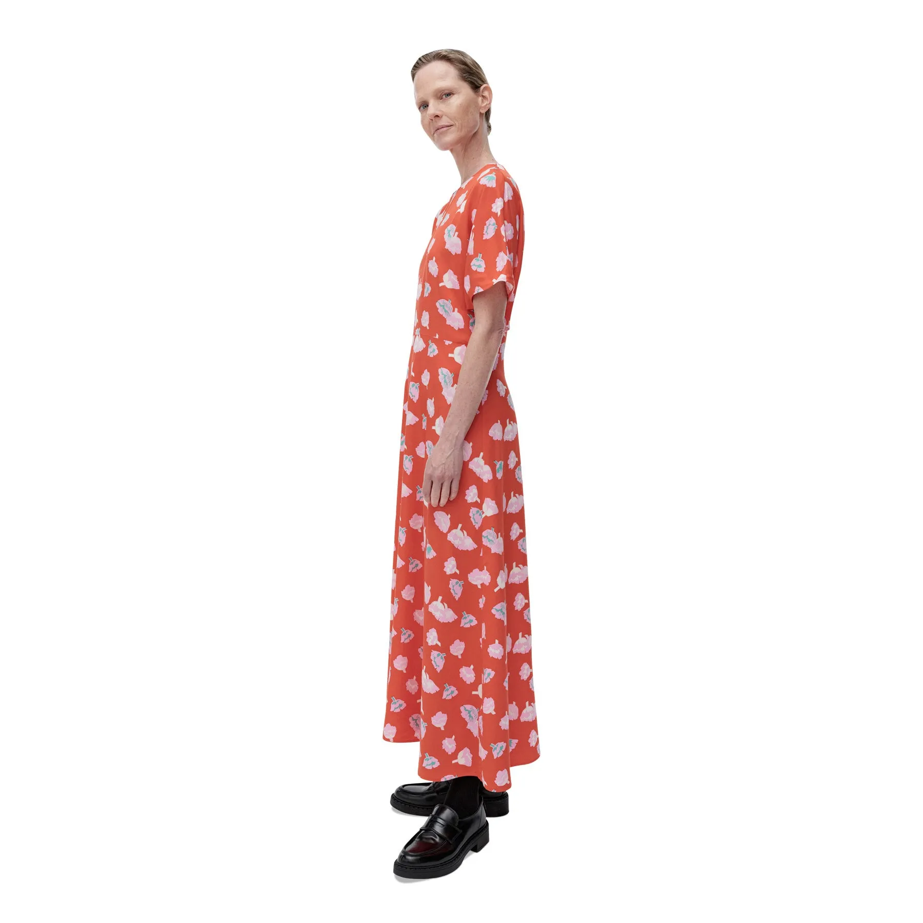 Marimekko Heleä Suitsuke Dress In Red, Rose & Mint Green