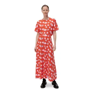 Marimekko Heleä Suitsuke Dress In Red, Rose & Mint Green