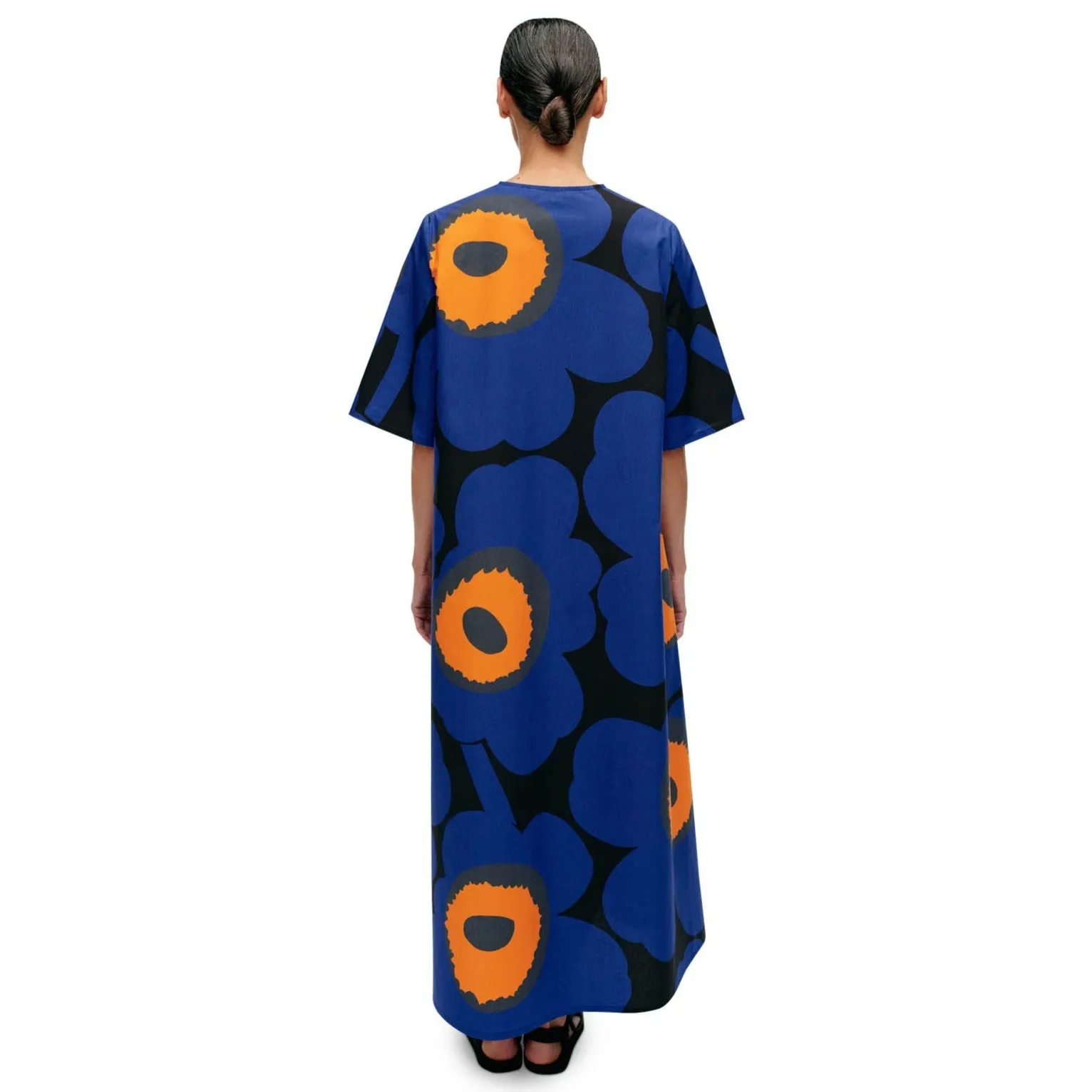 Marimekko Kellotus Unikko Dress, Blue & Black Floral