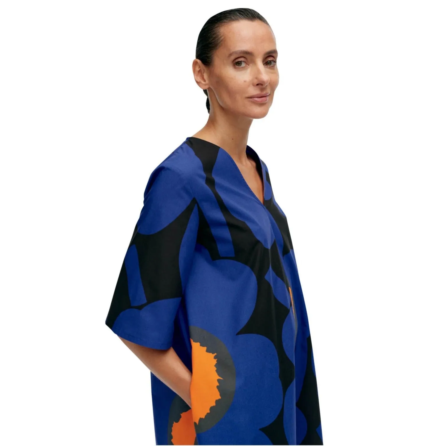 Marimekko Kellotus Unikko Dress, Blue & Black Floral