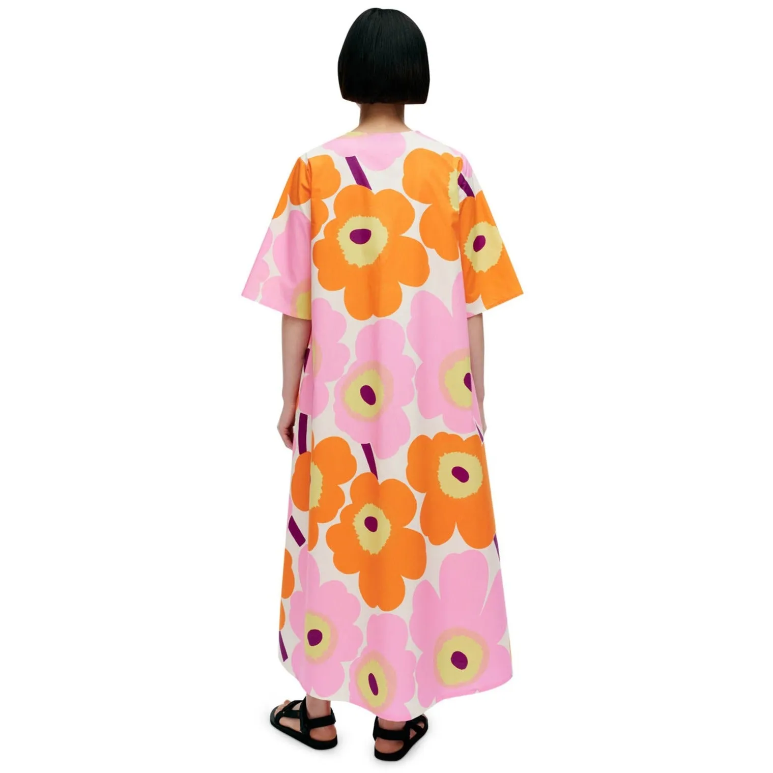 Marimekko Kellotus Unikko Dress,  Pink & Orange Floral