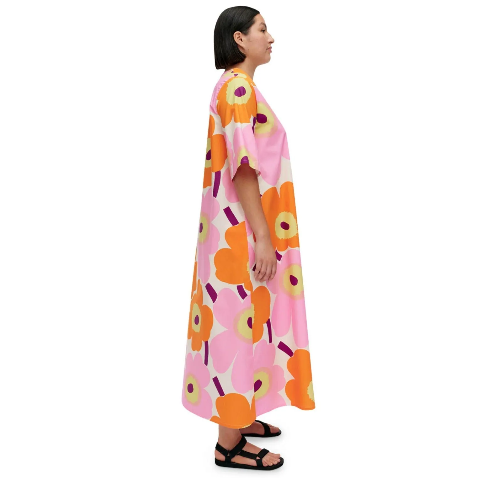 Marimekko Kellotus Unikko Dress,  Pink & Orange Floral