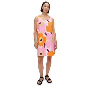 Marimekko Kestit Unikko Sleeveless Dress, Pink & Orange Floral