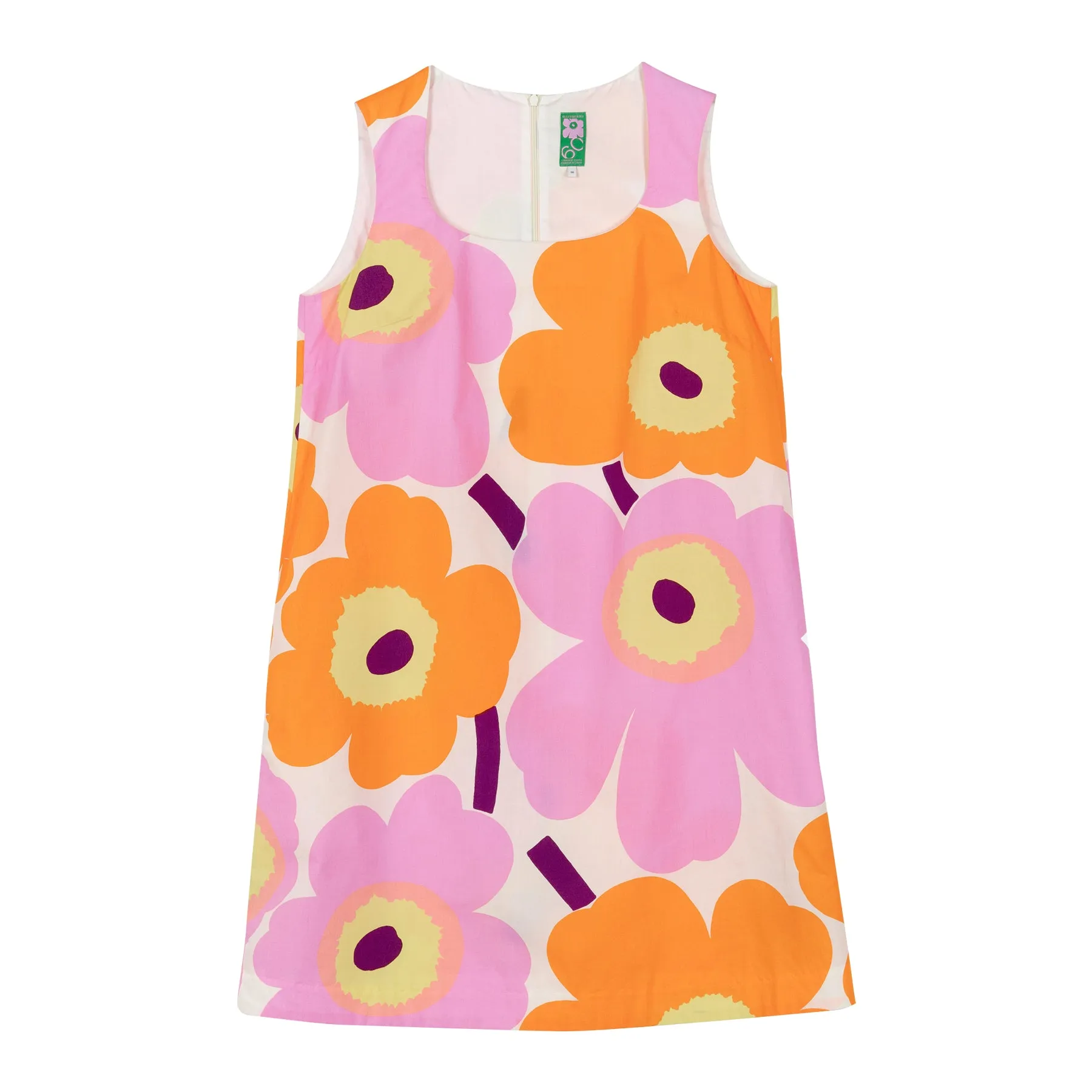 Marimekko Kestit Unikko Sleeveless Dress, Pink & Orange Floral
