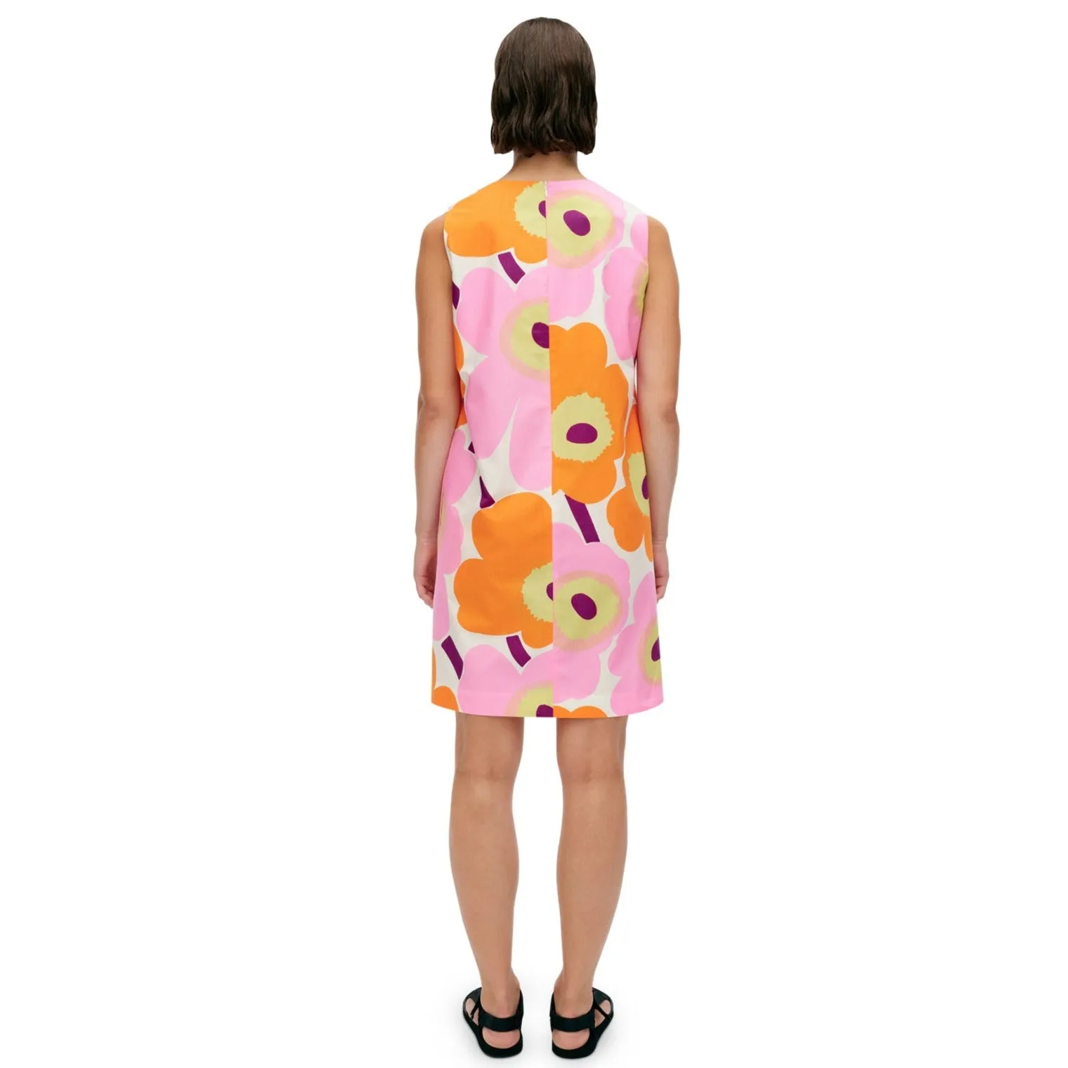 Marimekko Kestit Unikko Sleeveless Dress, Pink & Orange Floral
