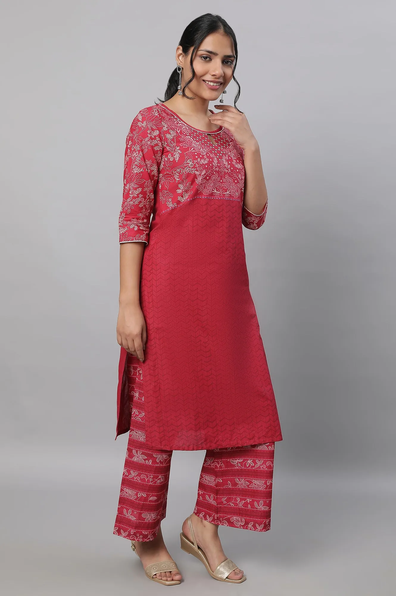 Maroon Ethnic kurta & Palazzo Set