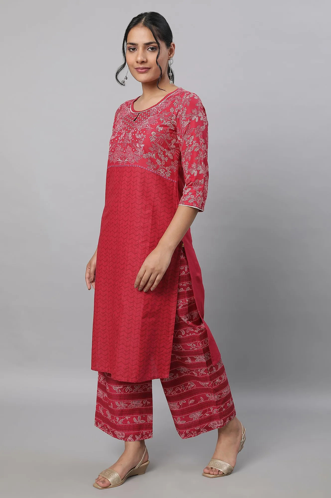 Maroon Ethnic kurta & Palazzo Set