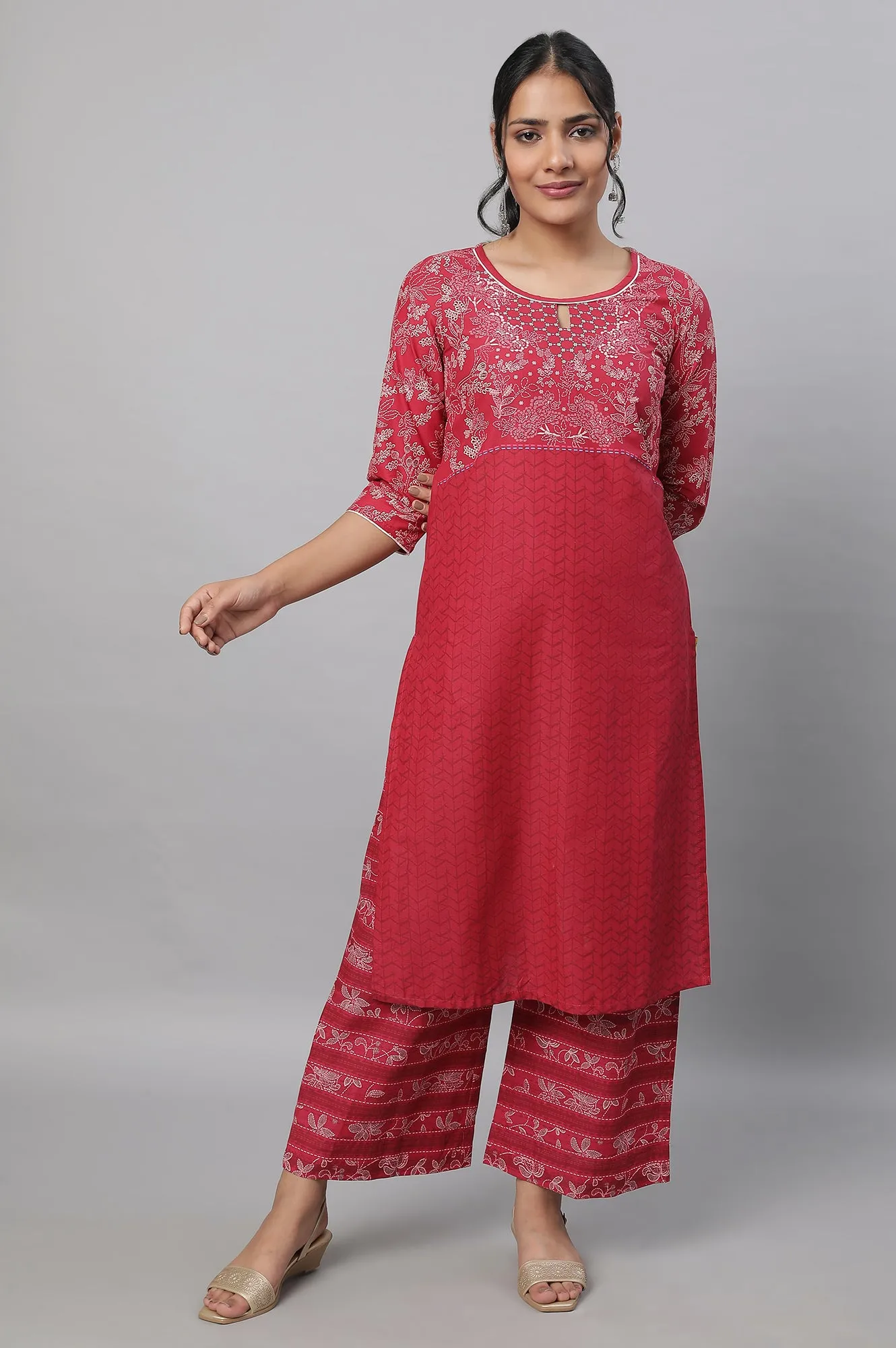 Maroon Ethnic kurta & Palazzo Set