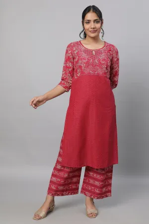Maroon Ethnic kurta & Palazzo Set