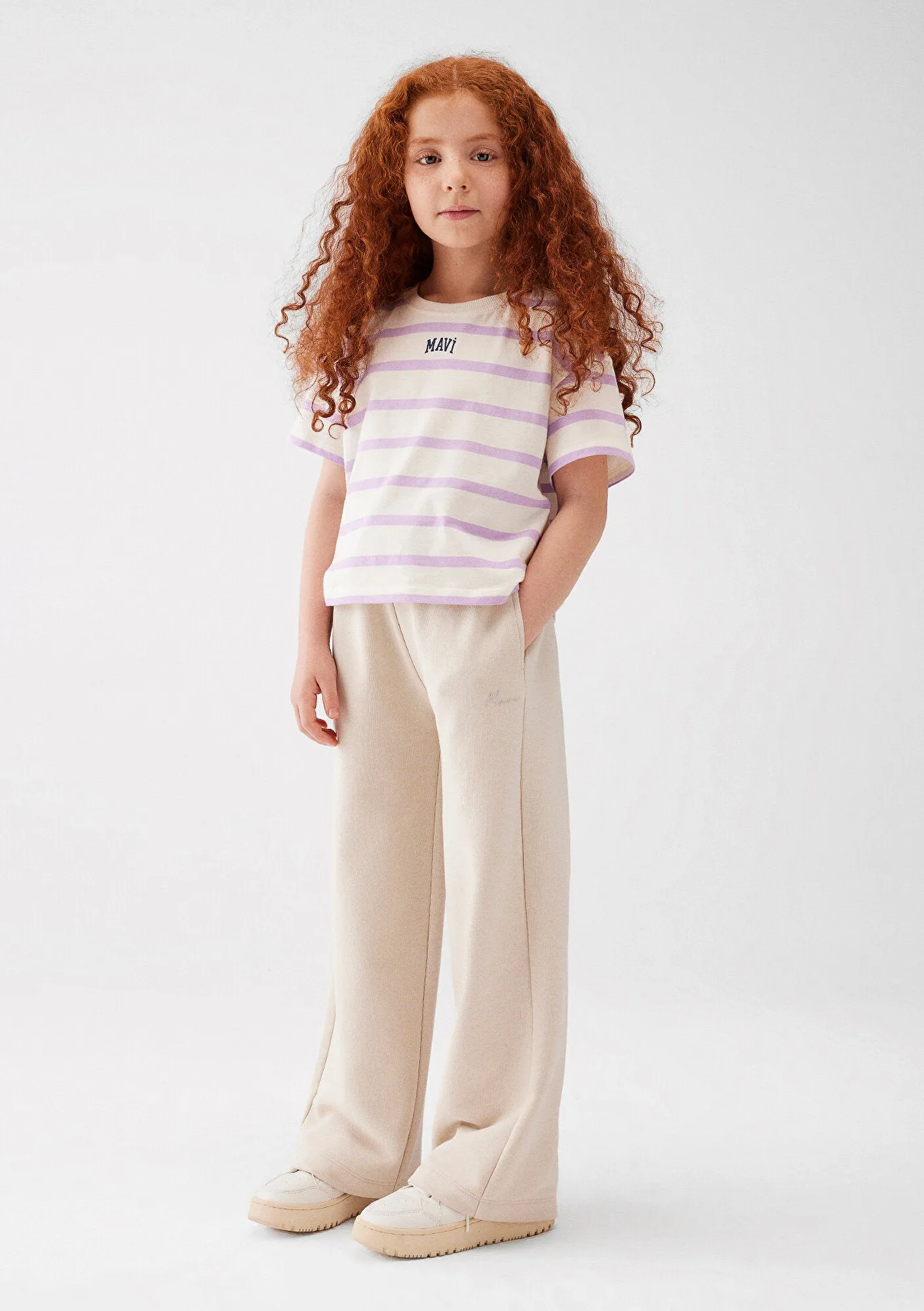 Mavi Logo Printed Beige Sweatpants
