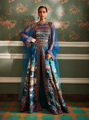 Mehreen teal blue skirt palazzo set