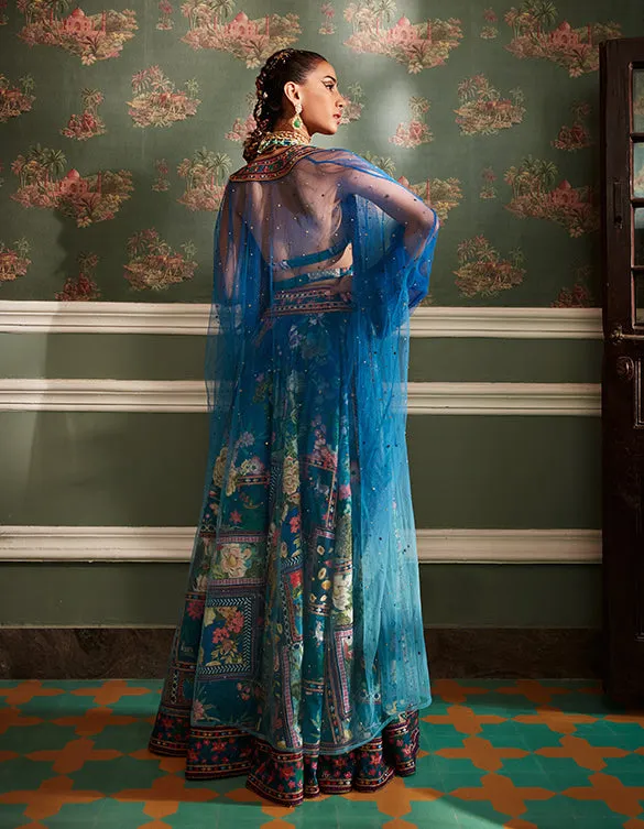 Mehreen teal blue skirt palazzo set