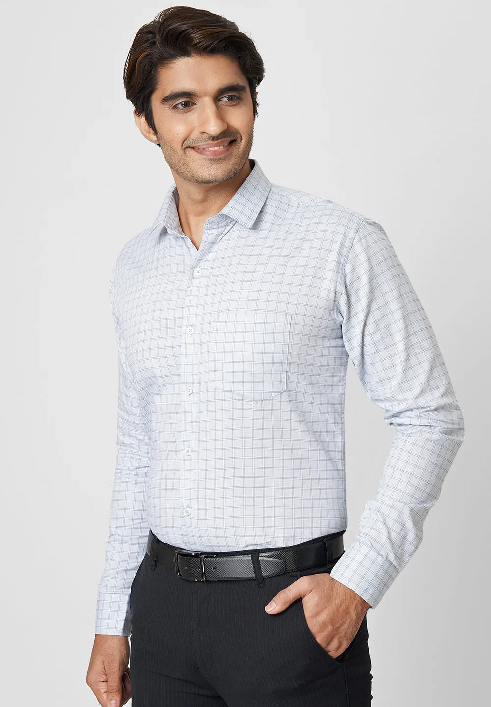 Men Blue Slim Fit Full Sleeve Formal Shirt