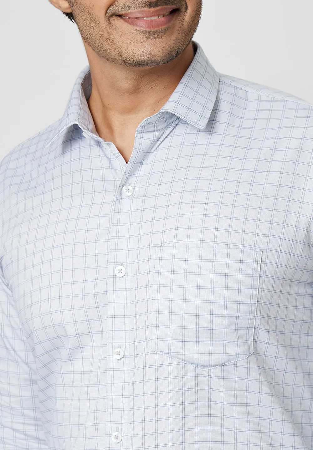 Men Blue Slim Fit Full Sleeve Formal Shirt