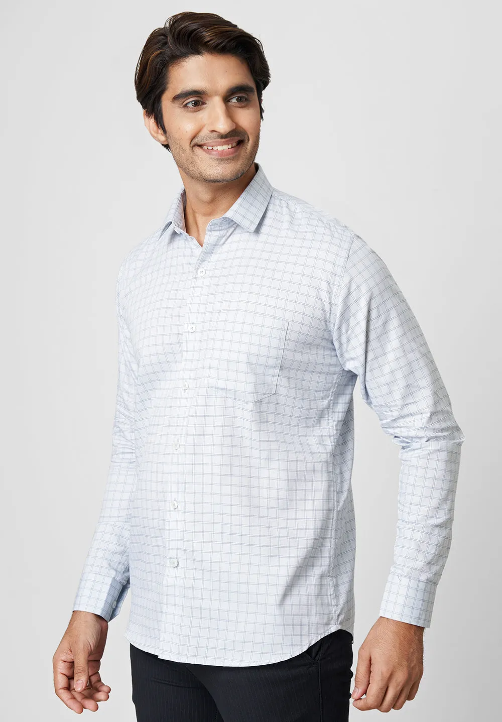 Men Blue Slim Fit Full Sleeve Formal Shirt