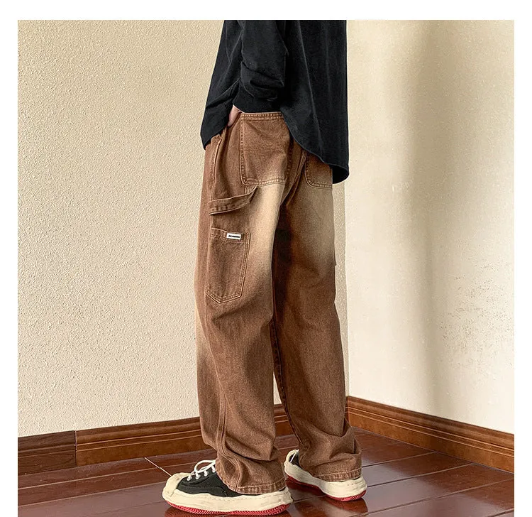 Men Cargo Pants Retro Classic American Jeans Men Autumn Loose Straight Pants