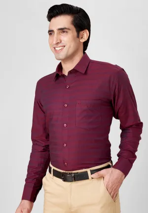 Men Red Slim Fit Full Sleeves Formal Shirt