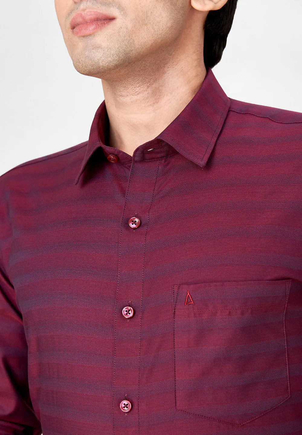 Men Red Slim Fit Full Sleeves Formal Shirt